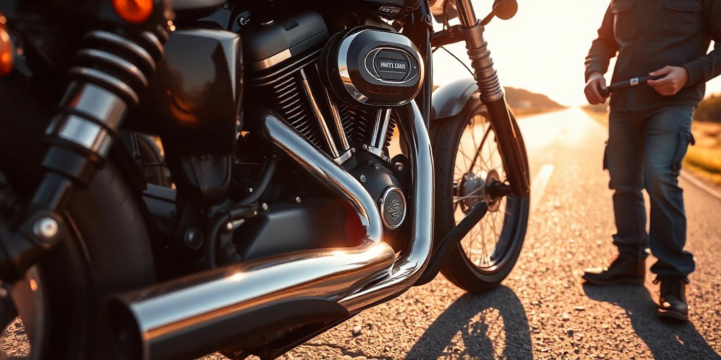 A Harley-Davidson motorcycle parked on a hot summer day