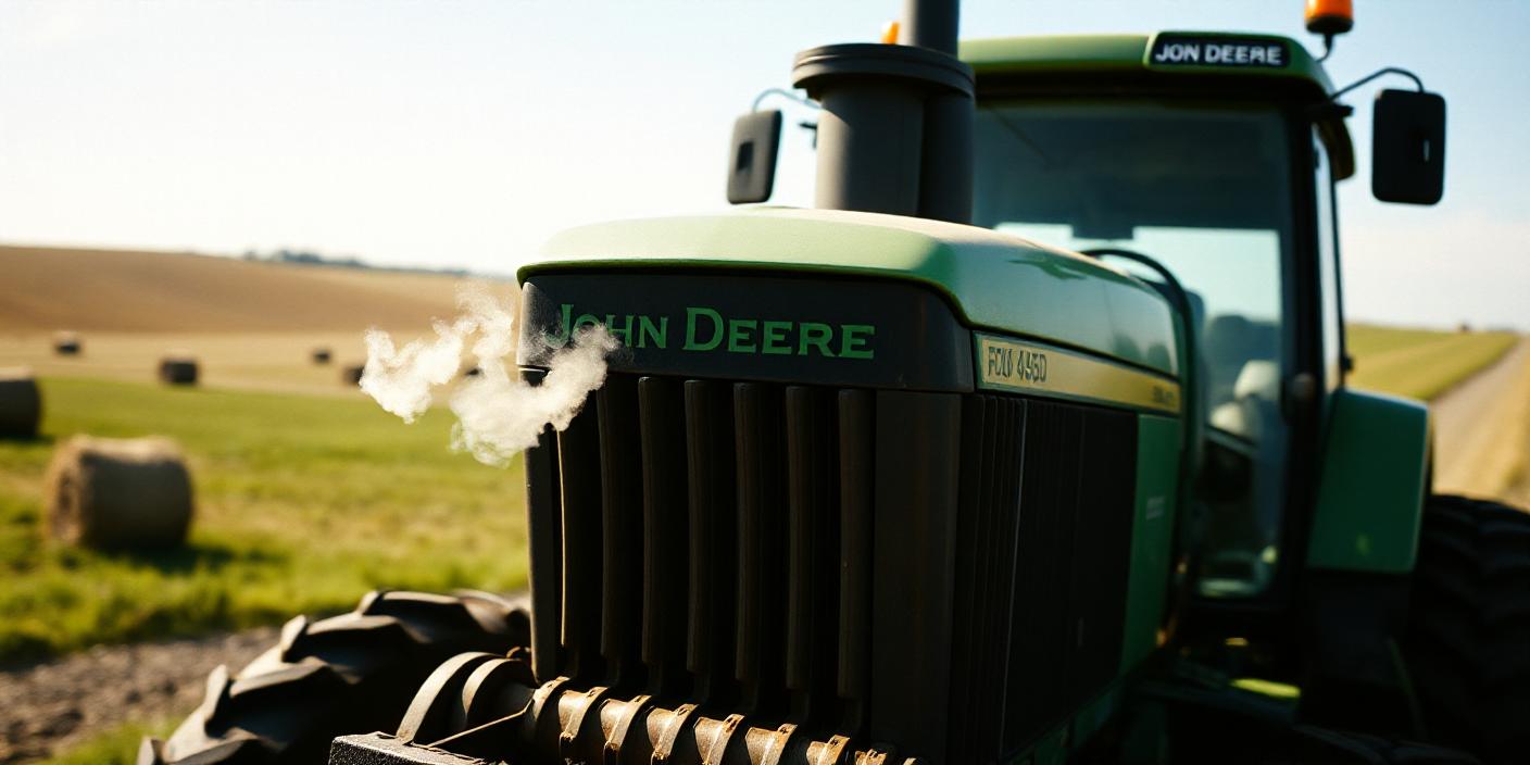 A John Deere 5045D tractor in a farm setting