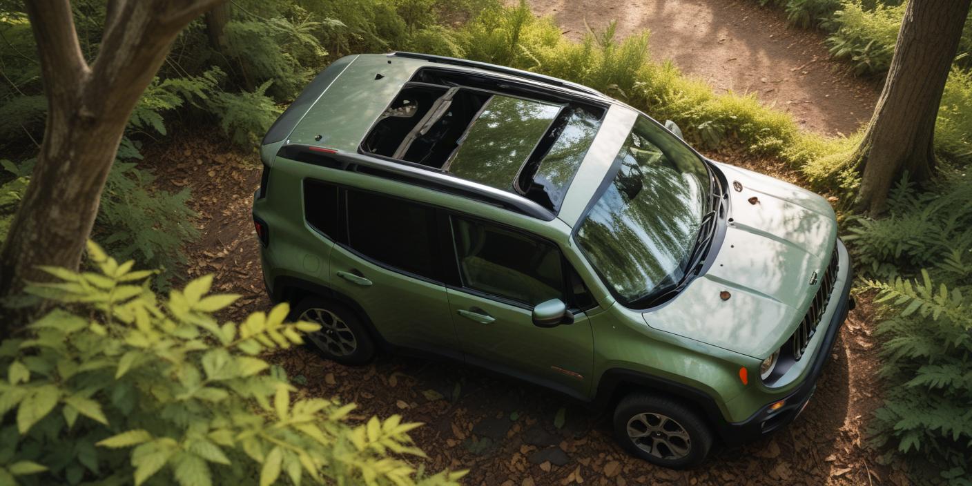 An overhead view of a Jeep Renegade with the sunroof partially open