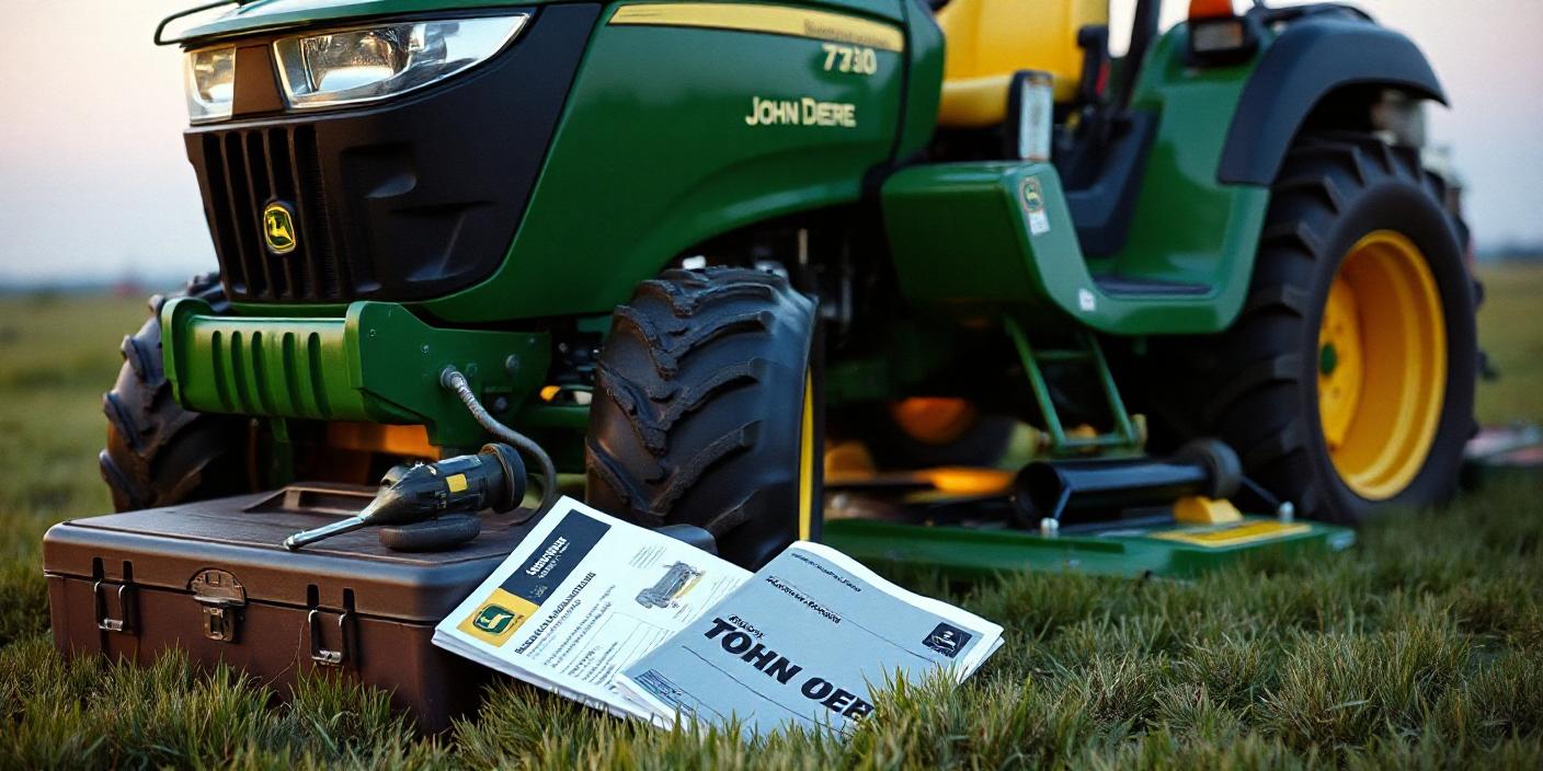 a John Deere X730 in a well-maintained garden