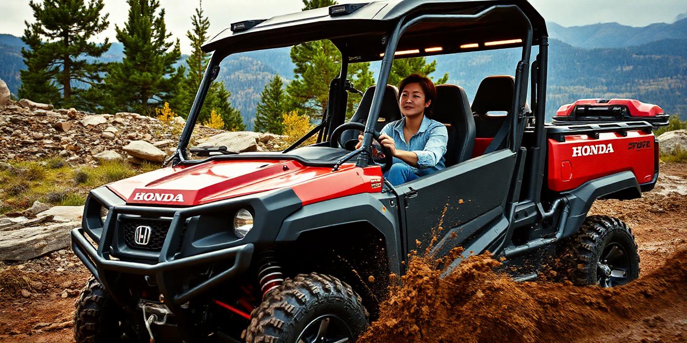 a detailed scene featuring the Honda Pioneer 700 in an outdoor setting