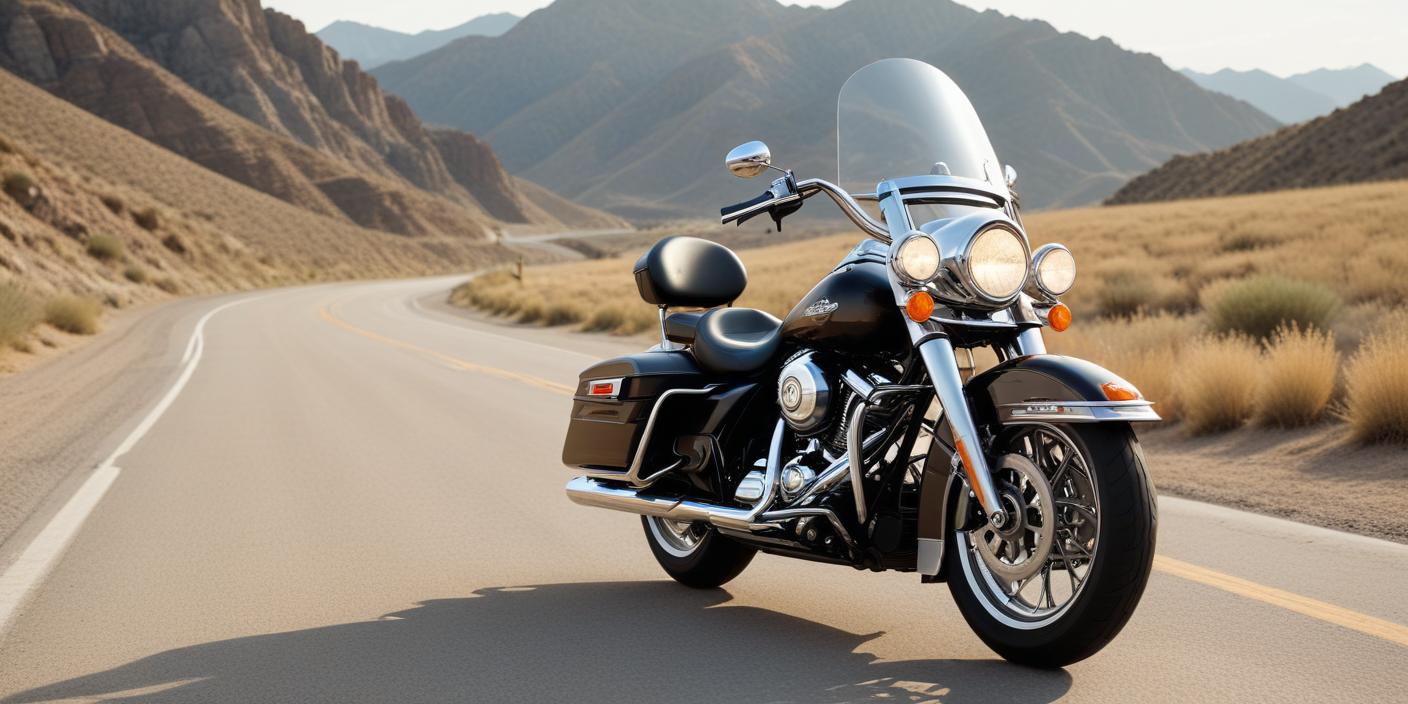 an image featuring a Harley-Davidson Road King motorcycle
