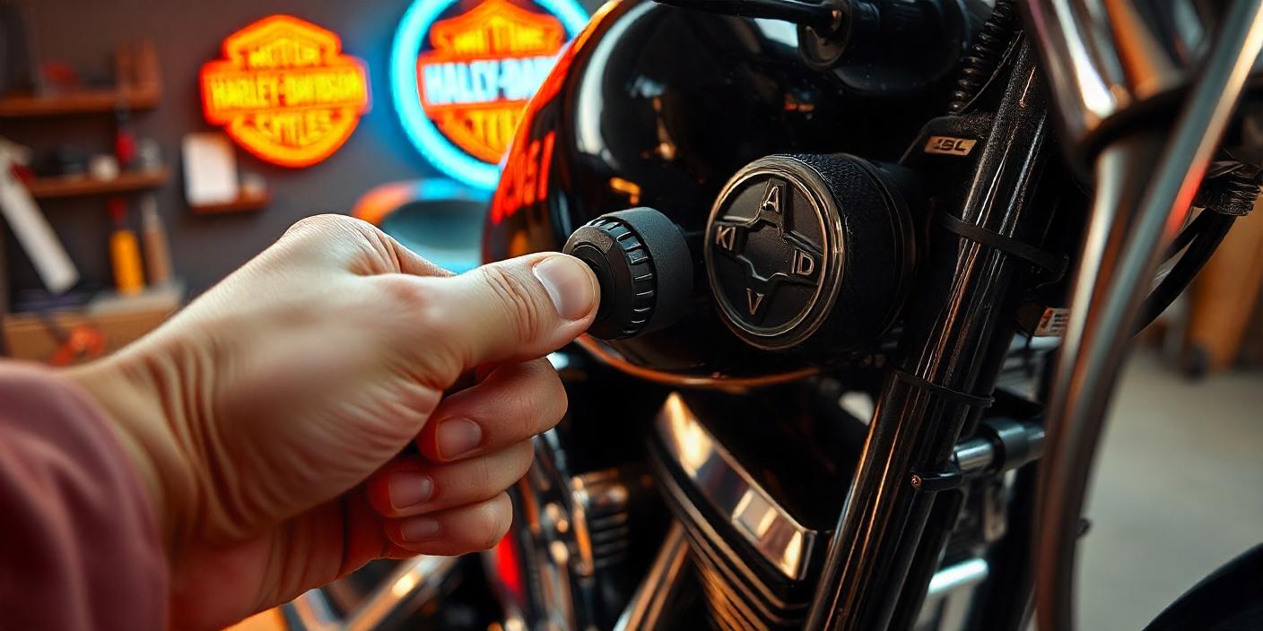 an image showing a Harley-Davidson motorcycle with a focus on the ignition switch area