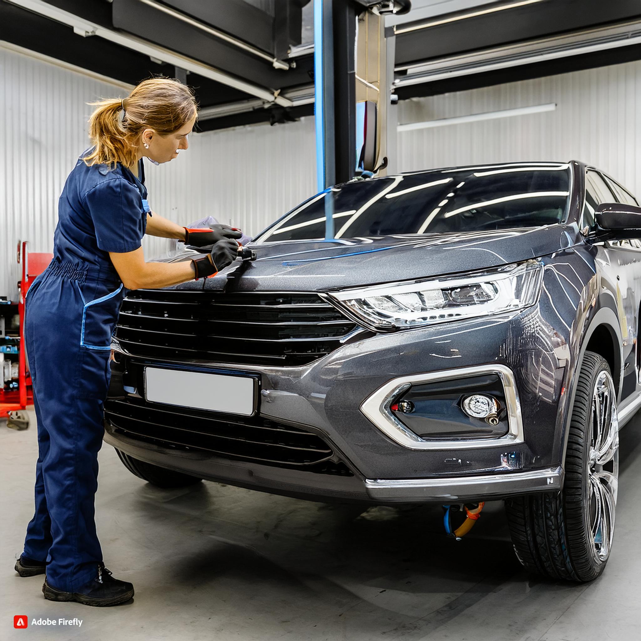 mechanic inspecting the sensors on a Dodge Durango