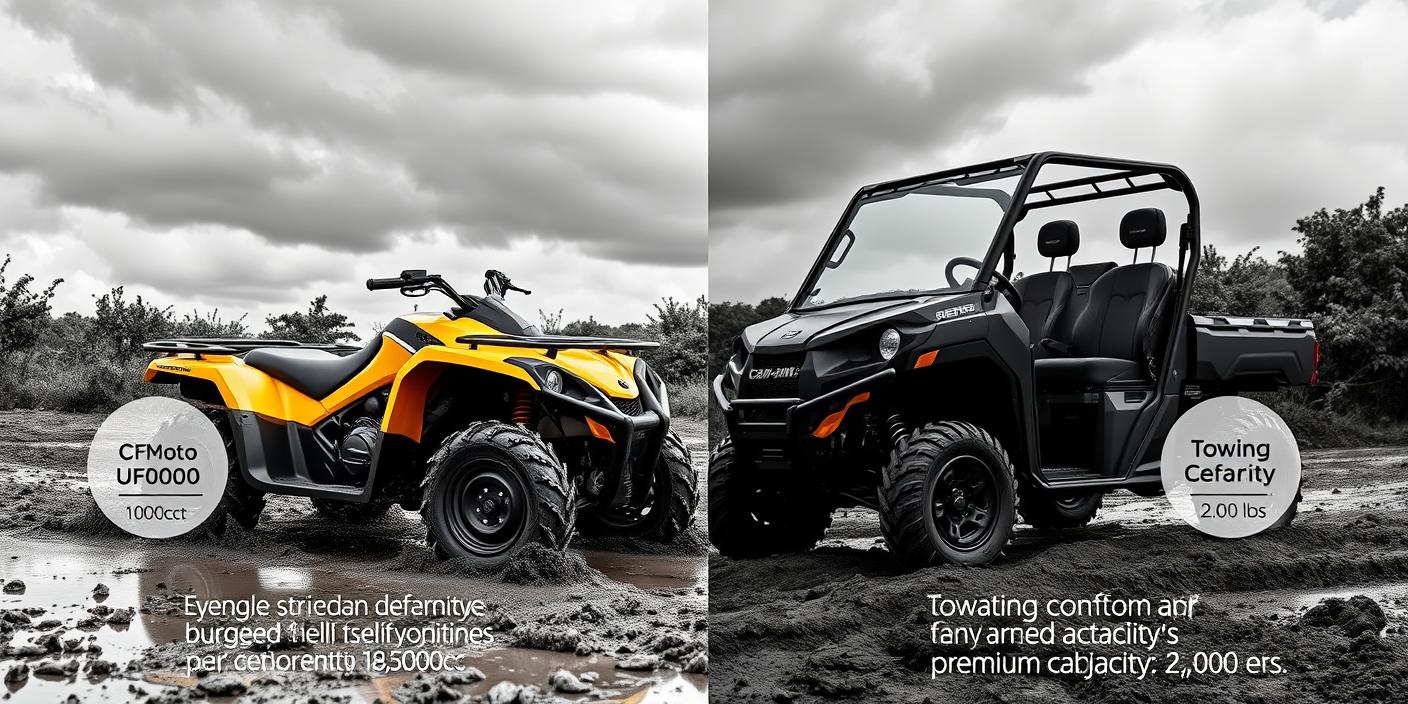 showcasing the CFMoto UForce 1000 and Can-Am Defender