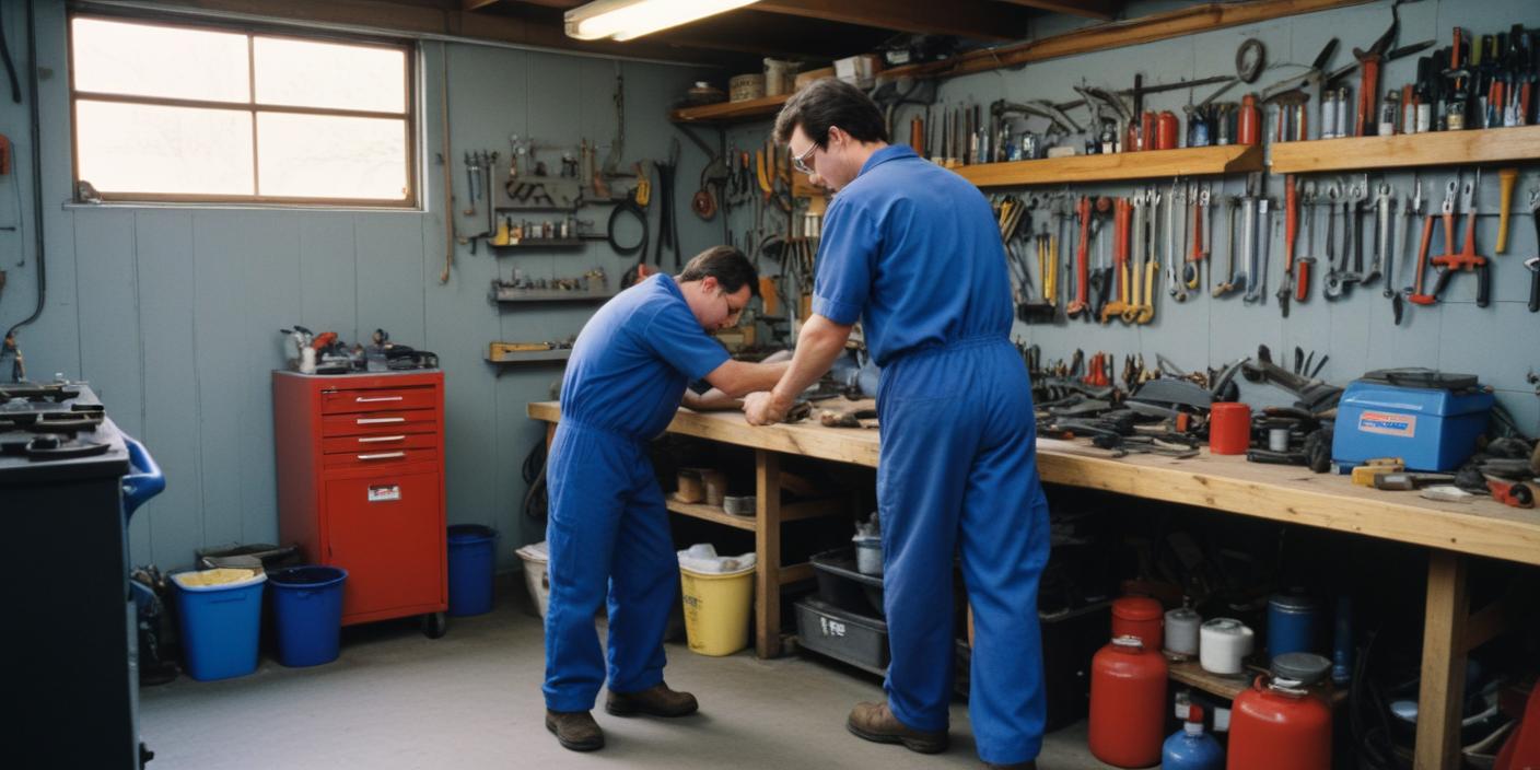 A mechanic working on a Polaris vehicle in a well-equipped garage