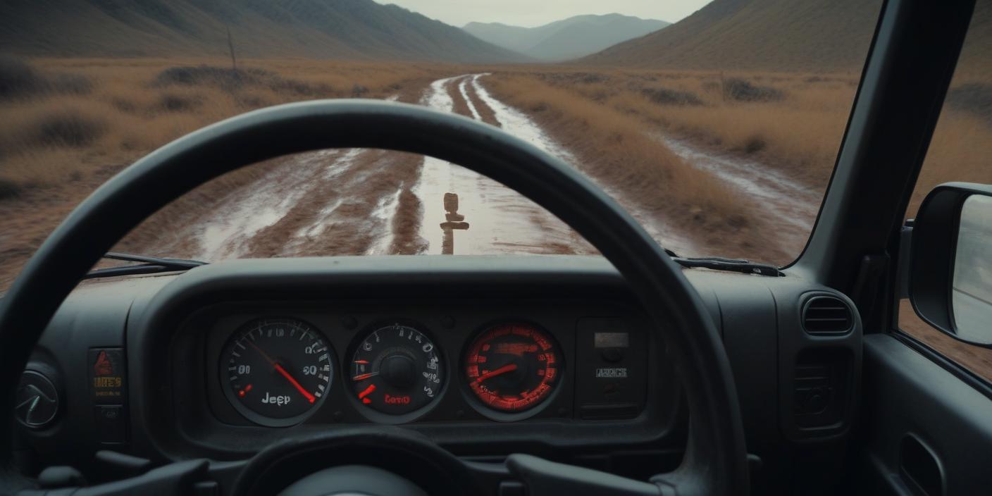 A detailed illustration of a Jeep dashboard with the Service Electronic Stability Control
