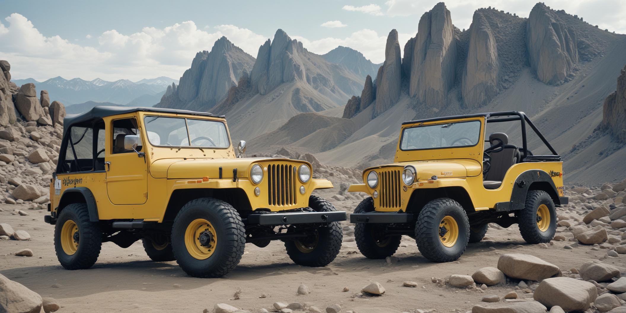 an image featuring two Jeep models side by side in a rugged